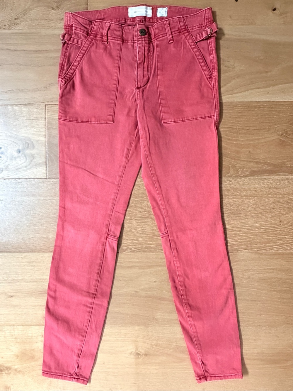 Anthropologie Hei Hei Utility Cargo Skinny Pants Rust/Faded Red Wms 27 Stretch